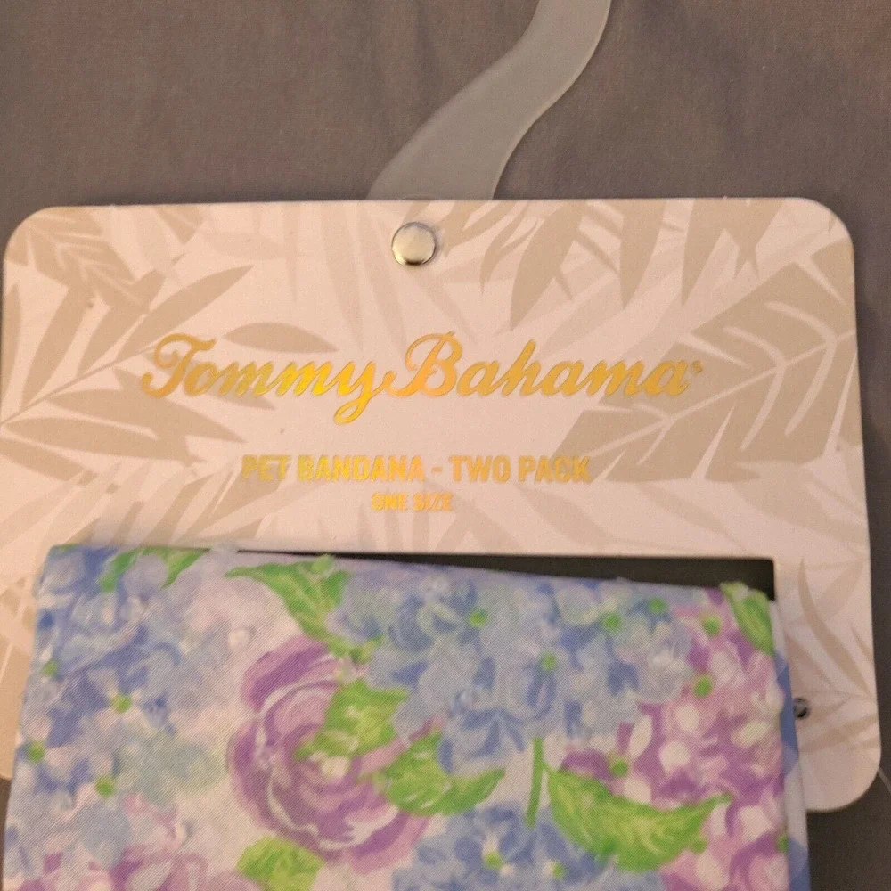 Tommy Bahama‎ Dog Cat Bandana Pet Scarf 2 Pack One Size Cotton Floral Plaid